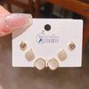 Verano nuevo chapado en oro real exquisitos tres pares de aretes pequeños de alto sentido pequeños frescos dulces aretes de temperamento combinables