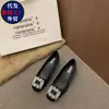 Zapatos Planos de Lujo Estilo Francés con Pedrería, Nuevos Versátiles para Primavera y Otoño 2026, Mocasines Planos Negros de Punta Cuadrada para el Trabajo