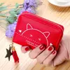 Billetera Pequeña con Borla Estilo Japonés y Coreano 2026 para Mujer, Cartera de Monedas Estudiante con Cierre de Gato Lindo, Mini Bolso Pequeño Portatarjetas
