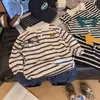 Nueva polo de manga larga de otoño para niños, camiseta a rayas bordada de moda estilo coreano, sudadera básica con cuello para niños y niñas