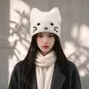 Gorro de Orejas de Gato para Otoño e Invierno para Mujer con Circunferencia de Cabeza Grande, Gorro de Punto, Resistente al Viento, Protección contra el Frío, Engrosado, Cálido, Lindo, Hace que la Cara Parezca Más Pequeña, Gorro de Lana