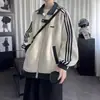 Chamarra deportiva a rayas de tres barras con bloques de color de moda estilo americano para hombres y mujeres, diseño de primavera y otoño, sudadera versátil con cremallera