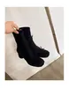 Botines estilizados Chuyuji de estilo francés, elegantes y delicados, inspirados en el ballet, con moño, cierre trasero, tacón grueso y punta redonda para mujer