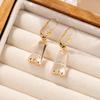 Pendientes de imitación de cristal de estilo nuevo y sencillo, de lujo ligero, elegantes pendientes colgantes geométricos de cristal que combinan con todo. Pendientes para mujer.