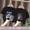 Camiseta de manga larga para niños, camiseta base de algodón puro para niños mayores, nuevo estilo de primavera y otoño para niños, top de bebé a rayas de imitación de dos piezas