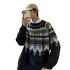 Camada Base de Lã Jacquard para o Natal Atacado Outono Inverno Gola Redonda Tricô Suéter Masculino Fair Isle