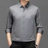 Novas Camisas Masculinas de Manga Longa, Estampadas de Alta Qualidade para Primavera e Outono, Camisas Masculinas Estampadas a Quente, Sem Costura, Alta Elasticidade, que Não Formam Bolinhas
