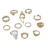 Anillos de Perlas Geométricos Exagerados Transfronterizos Europeos y Americanos, Juego de Anillos de Nudillos Irregulares Vintage