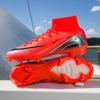 Venta al por mayor transfronteriza de botas de fútbol de caña alta sin costuras con tejido volador para estudiantes masculinos y femeninos, con clavos AG TF y clavos rotos para entrenamiento de césped artificial.