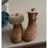 Botas de Nieve de Suela Gruesa Zapatos de Algodón para Mujer Botas de Media Caña Uso Bidireccional 2026 Más Terciopelo Versátil Esponjosos Invierno Nueva Llegada Engrosado Retro
