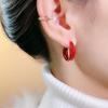 Aretes rojos para mujer, aretes de diseño de nicho, exquisitos aretes versátiles de estilo occidental, pequeños aretes de hebilla para la oreja, joyería para la oreja de lujo ligero de otoño e invierno