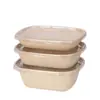 Caja de almuerzo desechable biodegradable en forma de U de pulpa, caja ligera para alimentos, ensaladera, caja para empacar frutas, lonchera, lonchera con tapa