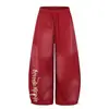 Calça Jogger Esportiva Lavada com Estampa de Letras Estilo Americano para Homens e Mulheres, Caimento Solto, Emagrecedora, Calça Casual de Perna Larga para Street Dance