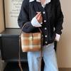 2023 Invierno nuevo moda transfronteriza estilo preppy bolso de cubo de lana retro nicho para ir al trabajo portátil bandolera