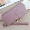 Nueva Cartera Larga para Mujer con Doble Cremallera tipo Clutch Gran Capacidad Multifunción Múltiples Ranuras para Tarjetas Bolsillo para Teléfono Móvil Cartera Estilo Coreano