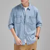 Camisa de Mezclilla de Manga Larga para Hombre 2026 Otoño Nueva de Moda Elegante Ropa de Trabajo Camisa Casual Chaqueta para Hombre Venta al por Mayor