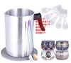 Vela DIY 1.2L Olla para Velas Mecha de Vela Centro de Hierro Patrón de Solapa Fruncida Frasco para Velas Juego de Mechas para Velas
