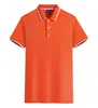 Nueva polo de manga corta de algodón peinado de 210 g con doble ribete y cuello de contraste, adecuada para uniformes corporativos, ropa de trabajo para equipos y estampado de logotipos