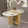 Mesa de jantar dobrável para uso doméstico em apartamentos pequenos, simples, multifuncional, móvel com rodas, adequada para imóveis de aluguel, pequena mesa de jantar retangular