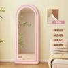Espejo de Arco de Doble Capa Moderno Simple Borde Redondeado Espejo de Piso para Probar Ropa para Niñas Recámara Arqueado Francés de Pared para Vestidor