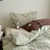Juego de ropa de cama de cuatro piezas estilo INS, combinado, 100% algodón lavado, funda de edredón 100% algodón puro, juego de tres piezas de sábana, apto para todas las estaciones