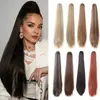 Peruca de rabo de cavalo com presilha de garra estilo novo, extensões de cabelo sintético longo moda feminina europeia e americana, fibra de alta temperatura cabelo liso preto presilha de garra