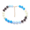 Collar de cuentas apilable de estilo resort, cuentas redondas de colores macarrón, para uso diario, ambiente femenino