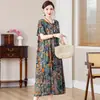 Novo Vestido de Algodão Estiloso para Mães de Meia-Idade, Vestido Longo de Viscose com Barra Ampla Plus-Size para Mulheres de Meia-Idade e Idosas