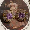 Brincos Quadrados de Diamante com Agulha de Prata Estilo Medieval Brincos Retro de Emprego Transfronteiriços Nicho Luxo Leve Brincos de Alta Qualidade Atacado