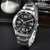 Aliexpress Dropshipping Hombres Automático Mecánico Banda de Acero Serie de Negocios Casual Reloj de Espiral Reloj con Calendario