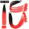 Pelucas Trenzadas de Colores Estilo Europeo y Americano, Coletas de Color Degradado, Trenzas de Espiga de Celebridades de Internet, Trenzas de Boxeadora de Tres Hebras para Discoteca