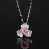 Joias Huabi novas de outono e inverno, diamante de alto carbono, corte flor de gelo, pétala de cobre, pingente de luxo leve, pedra principal feminina 8*8