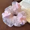 Scrunchie de Renda Floral Bordado Doce Estilo Francês para Mulheres, Acessório de Rabo de Cavalo Estilo Delicado, Elástico de Cabelo, Ornamento de Cabelo