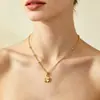 Nuevo collar colgante de flor plisada transfronterizo europeo y americano, cadena de clavícula de pétalos de moda, estilo vintage francés, elegante y sofisticado