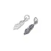 Plata de ley 925, colgante de pluma de plata tailandesa estilo antiguo, pulsera DIY, amuleto vintage, material y accesorios para tejer cordón hecho a mano, S1233