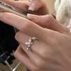 Anillo de plata de ley con perla y flor de lujo, ligero y moderno, diseño femenino, anillo de dedo índice de alta calidad, temperamento ajustable