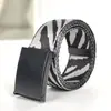 Cinto de Lona Listrada Tecido Artístico Botão Flip Retrô Moda Simples Personalidade Tendência Calça Casual Jovem com Homens
