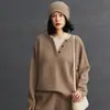 Suéter de Cachemira para Mujer Otoño e Invierno Nuevo Tejido de Punto Cuello Redondo Falso de Dos Piezas Holgado Casual Moda Simple Versátil Tejido de Punto de Cachemira