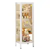 Estantería de Acero para el Hogar Estantería para Libros Infantiles con Puerta de Cristal Gabinete Hecho a Mano Vitrina Armario de Piso para Sala de Estar Armario de Almacenamiento