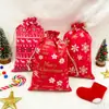 Bolsa de Regalo de Lino Navideño Comercio Electrónico Transfronterizo Bolsa de Regalo con Cordón Festivo Bolsa de Almacenamiento con Cordón para Snacks de Nochebuena Lista para la Venta