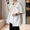 ¡Guau, camisa de verano personalizada moderna y elegante para adolescentes, camisa casual versátil de manga corta estilo japonés