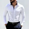 Comercio Exterior Amazon Ropa Nueva para Hombre Bloque de Color Cuello Triángulo Manga Larga Camisa Talla Europea Moda Juvenil Casual Camisa Sencilla