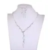C217 Venta caliente transfronteriza collar de borla de diamante y pendientes de pedrería conjunto de dos piezas para novia boda collar largo elegante