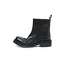 Botines Martin de piel de vaca con textura encogida lavada al agua para mujer, botines sencillos, nuevos para otoño e invierno, punta redonda, piel genuina de capa superior, tacón medio grueso, cremallera lateral