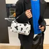 Bolso de Mano Negro de Pana con Estampado de Vaca para Mujer - Mini Bolso Tote Cuadrado con Asa a Juego, Bolso Divertido Retro Y2K
