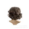 Producción de peluca para cabeza de hombre con pelo rizado corto con branquias, barba, gafas, pelo corto rizado marrón para hombre