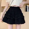 Falda Midi Blanca de Encaje Estilo Ballet para Niña Verano Nueva Falda de Volantes tipo Pastel Cintura Alta Línea A Adelgazante Pantalones Cortos
