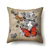 Funda de Almohada de Poliéster Piel de Durazno Decorativa Estampada Mariposa Funda de Almohada Lumbar Funda de Cojín para Coche Funda de Cojín para Mesita de Noche QTA3