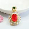 Conjunto de Tres Piezas de Ágata Roja Natural Guan Yu Colgante Pendientes Anillo Conjunto de Calcedonia Venta al por Mayor Dropshipping S3121205