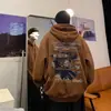 Sudadera con capucha estilo americano de marca de alta gama transfronteriza para hombre, nueva tendencia Otoño/Invierno, con terciopelo interior, holgada, para jóvenes, casual